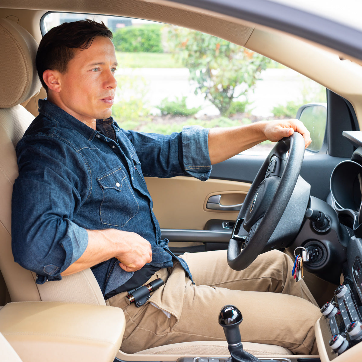 Rushcarry Compact Pepper Spray Holster Concealed Carry While Driving Sitting Before